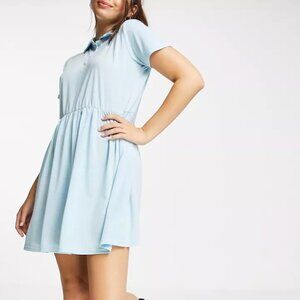 ASOS Daisy Street mini smock dress with polo collar in pastel